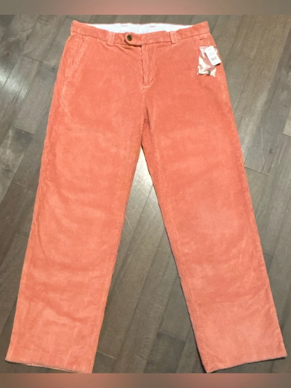 Brooks Brothers Brooksgate Corduroy Pants 36x32 Salmon Coral Straight NWT